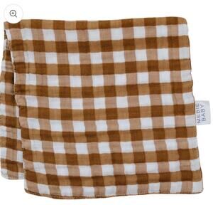 NEW Mebie Baby Neutral Gingham Muslin Burp Cloth, NWT
